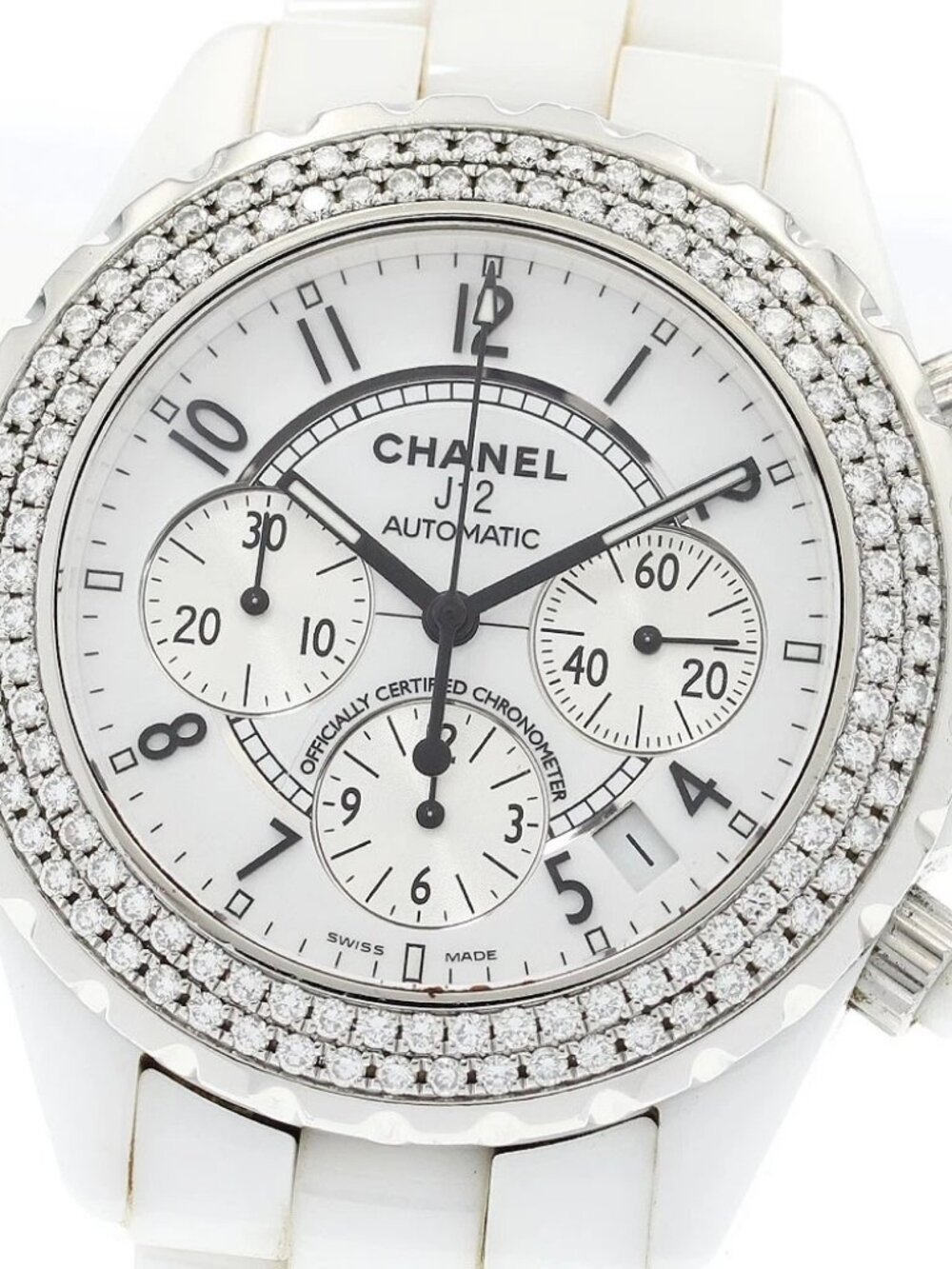 CHANEL J12 H1008 chronograph diamond bezel white Dial Automatic Men's_894169